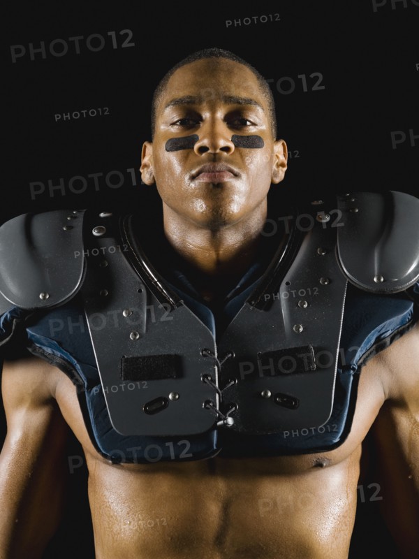 African football player wearing protective pads