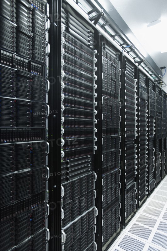 Computer racks in server room
