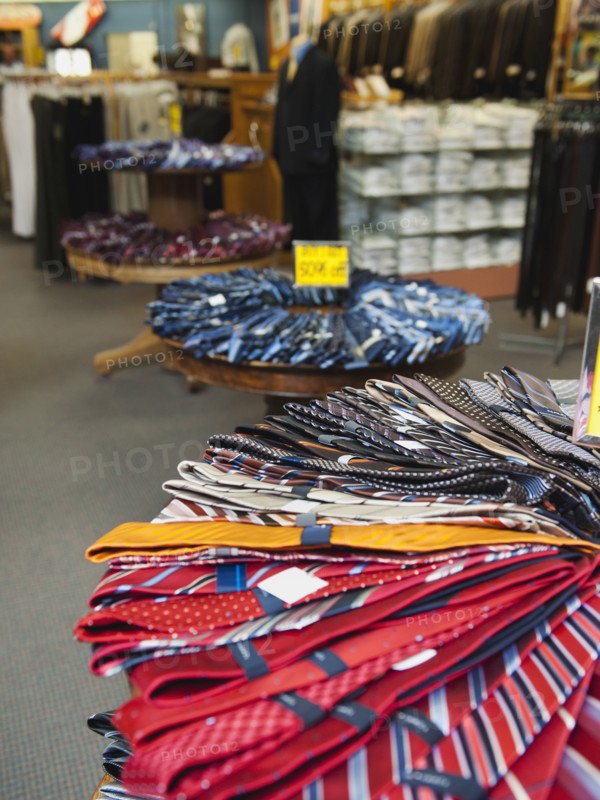 Ties displayed in clothing store