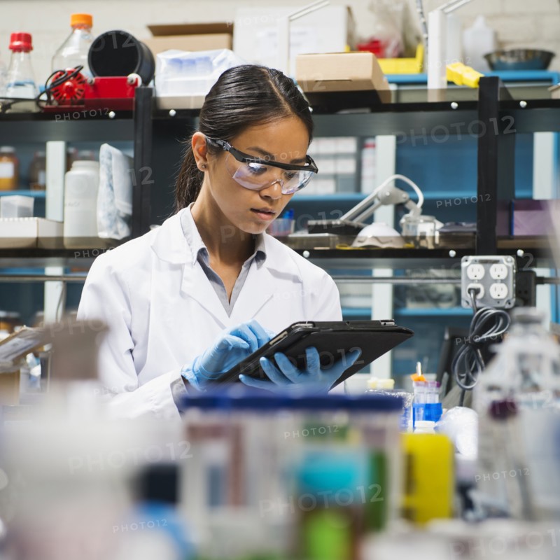 Japanese scientist working in laboratory