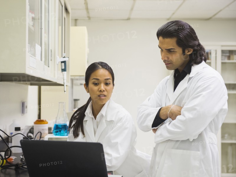 Scientists working in laboratory