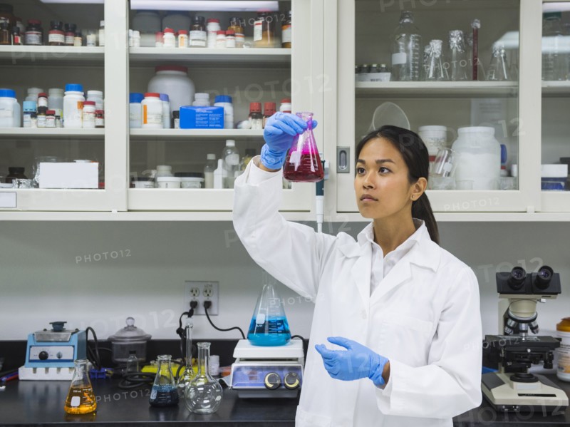 Japanese scientist working in laboratory
