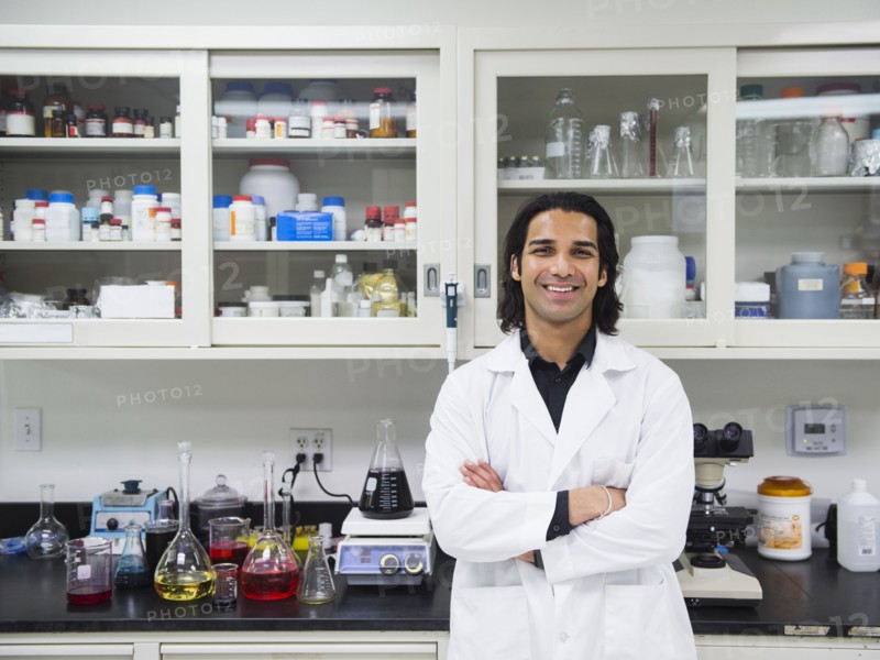 Indian scientist working in laboratory