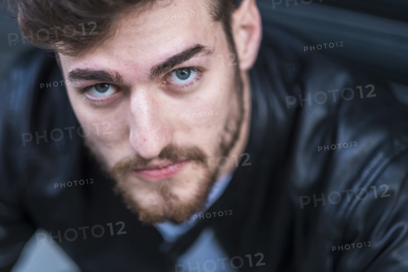 Close up of face of Caucasian man