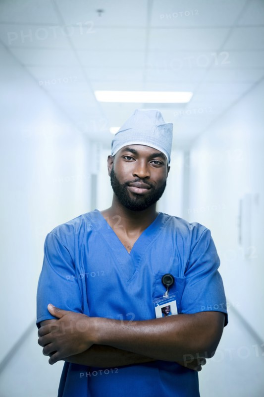 Portrait of serious black nurse