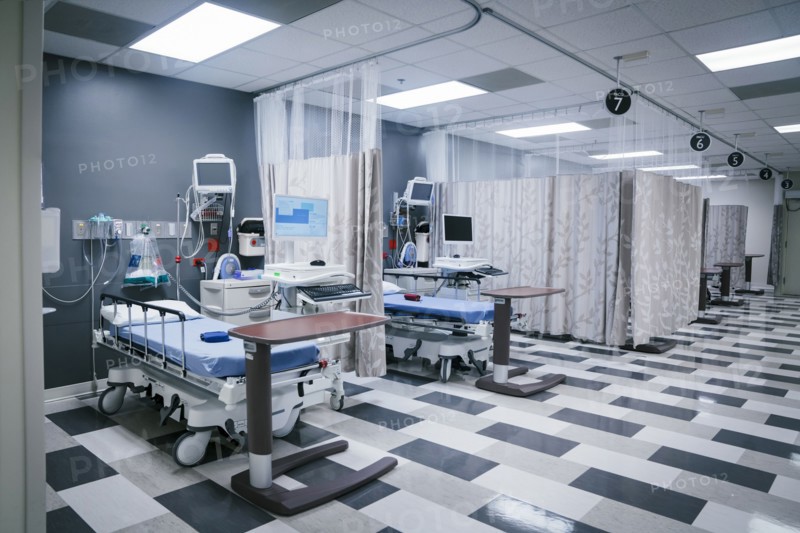 Empty hospital beds