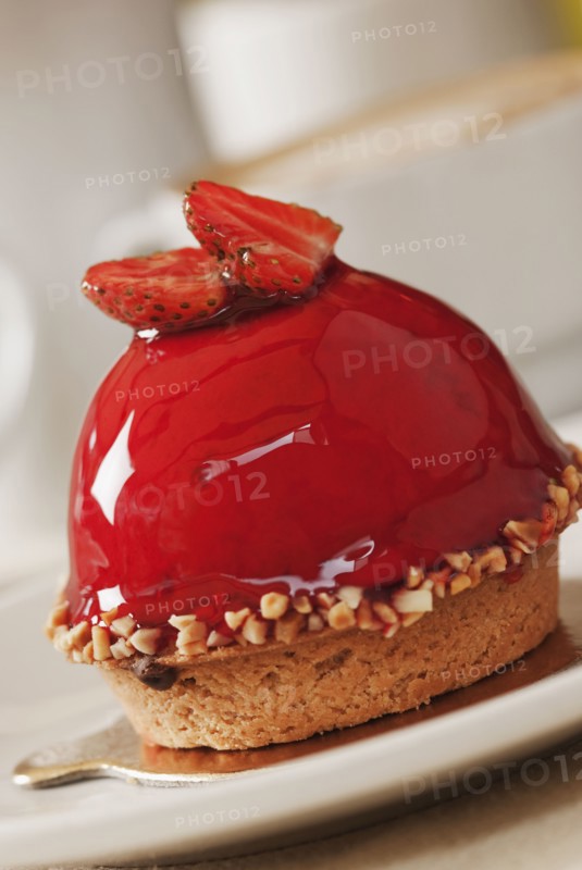 Close up of strawberry dessert