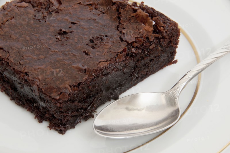 Close up of chocolate brownie and spoon