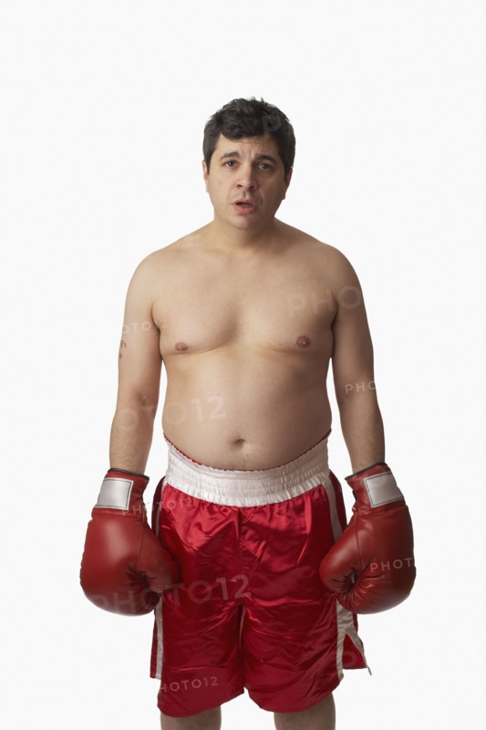 Portrait of overweight boxer