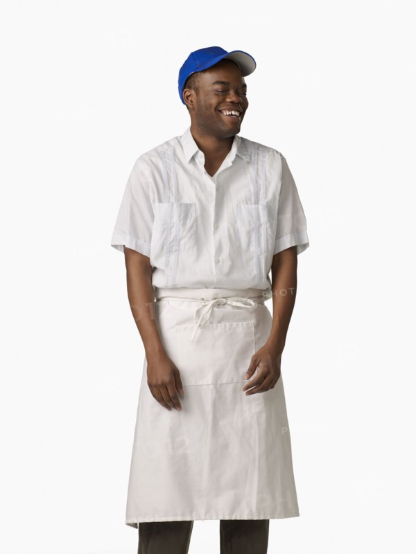 African man wearing cook's uniform