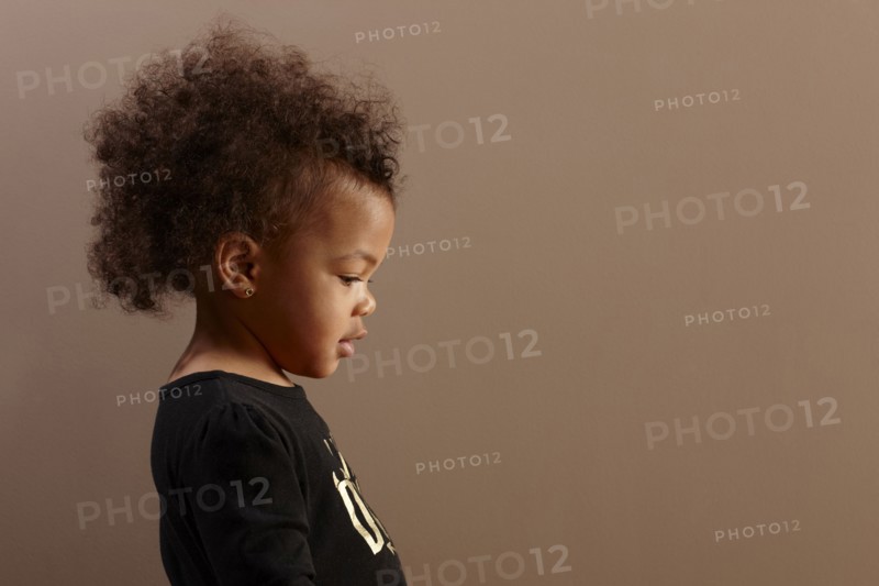 Serious mixed race baby girl