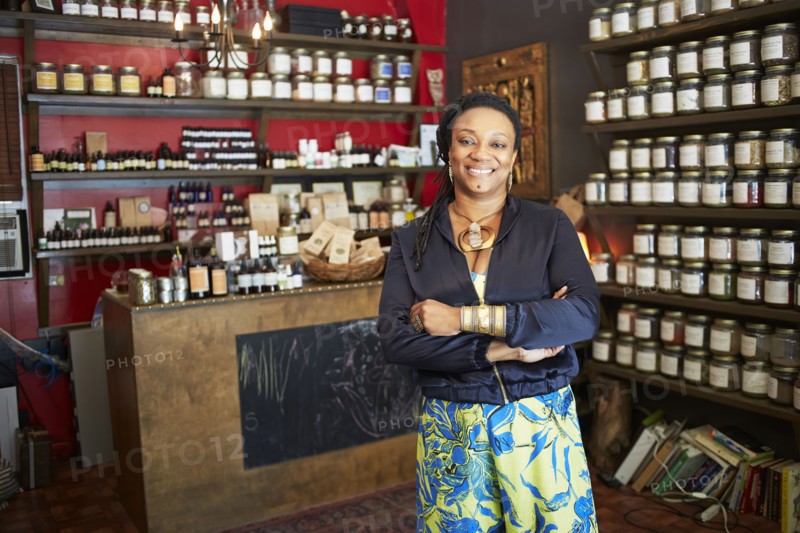 Black woman smiling in tea shop