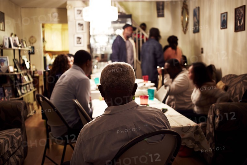 Family eating dinner at table
