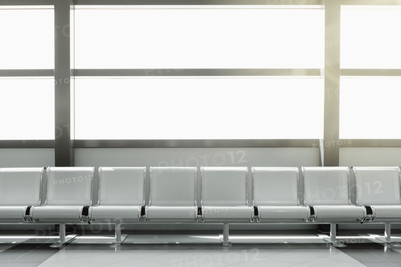 Empty seats in airport lobby