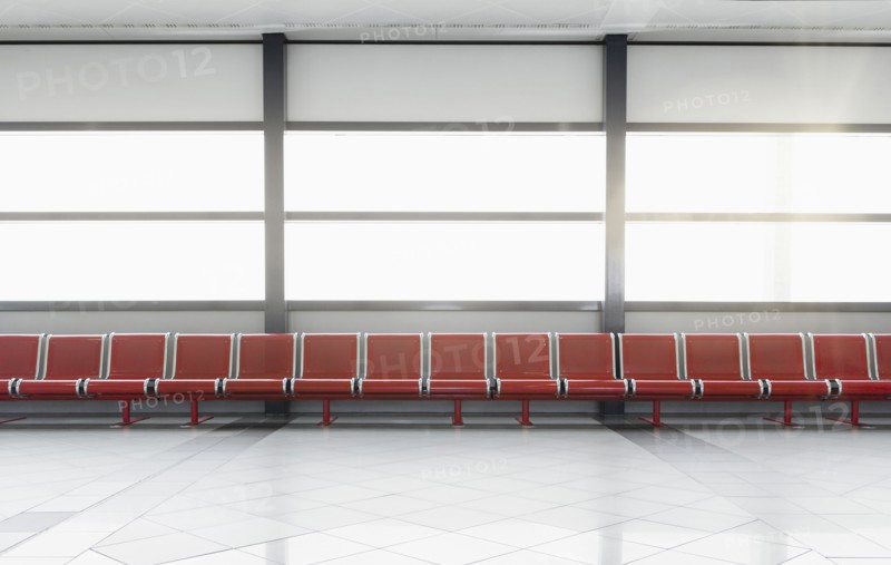 Empty seats in airport lobby