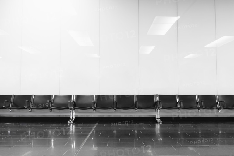 Empty seats in airport lobby