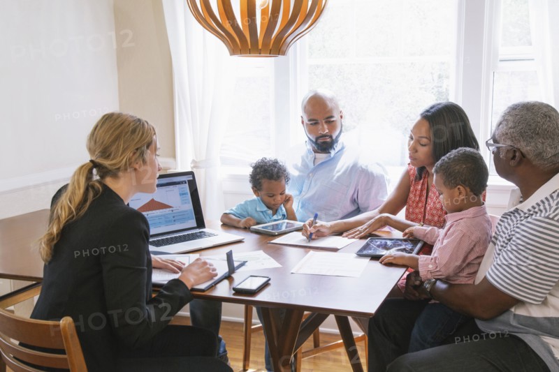 Financial advisor talking to clients