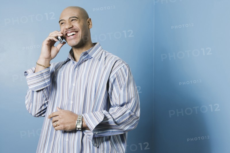 African American man talking on cell phone