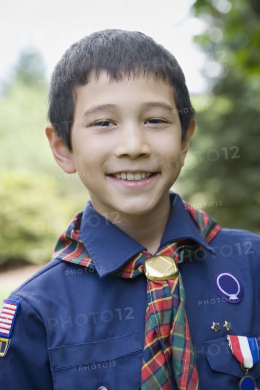 Asian boy wearing uniform