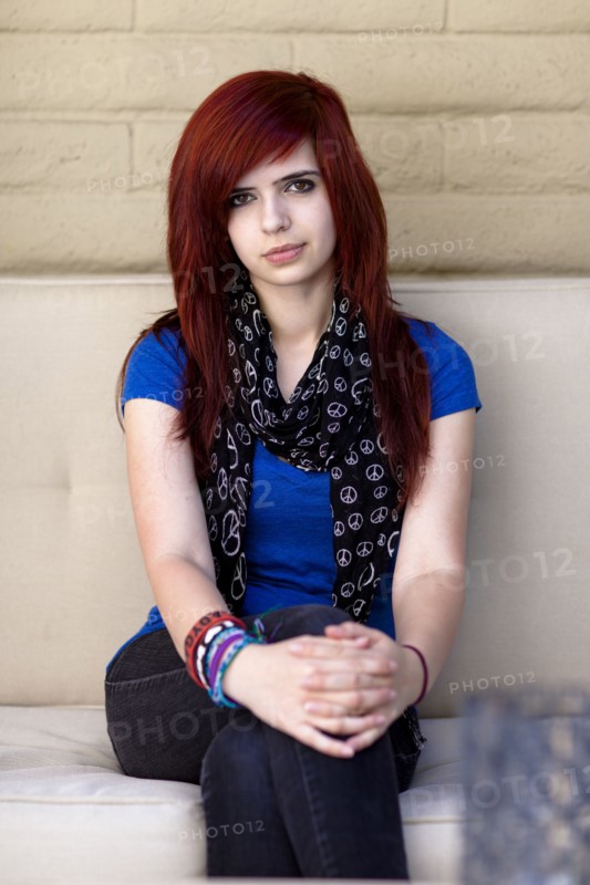 Serious Caucasian redheaded teenager