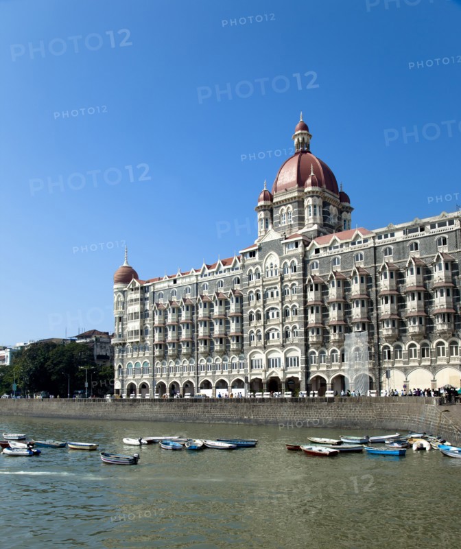 Ornate Indian building on riverbank