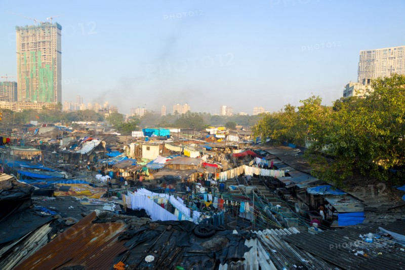 City slum rooftops in large city