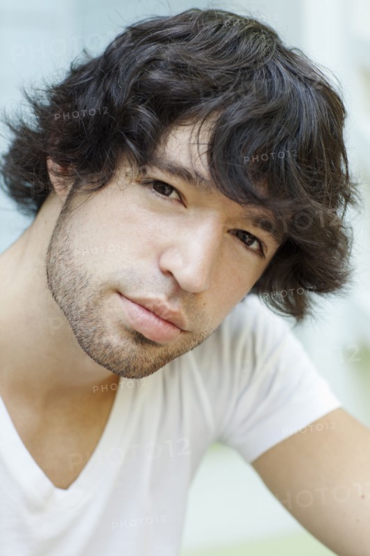 Serious mixed race man