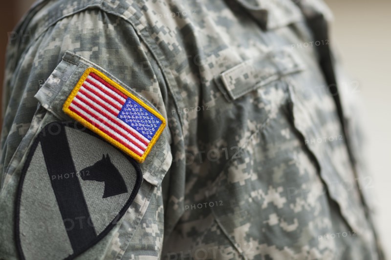 American flag patch on soldier's uniform