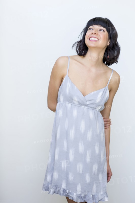 Smiling mixed race woman