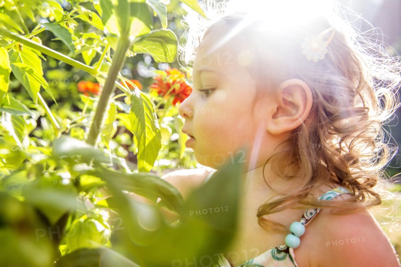Caucasian girl in garden