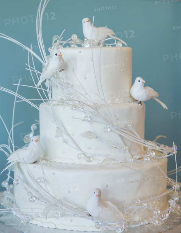 Wedding cake decorated with birds