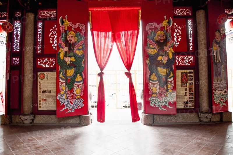 Traditional tapestries in Buddhist temple