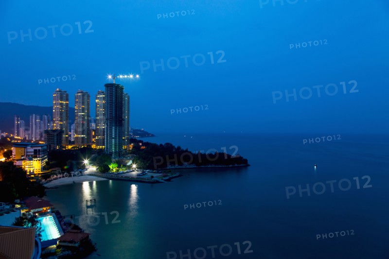 Tanjung Bungah coastline lit up at night