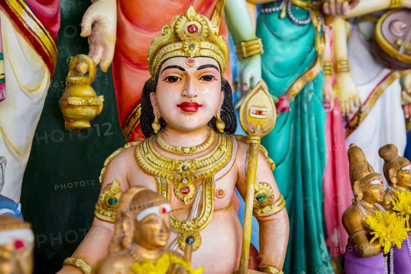Ornate statues in Sri Mahamariamman temple