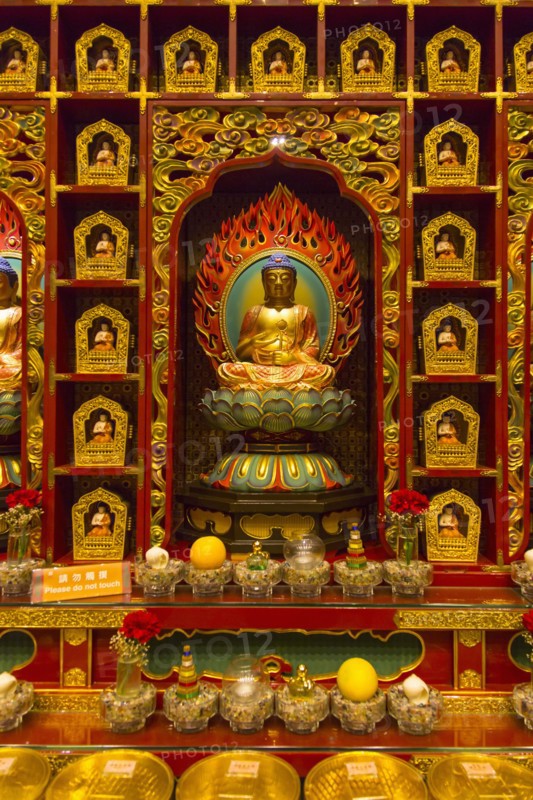Ornate shrine in Buddha Tooth Relic temple