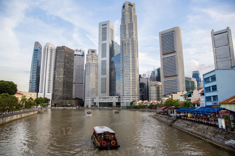 Singapore city skyline overlooking water