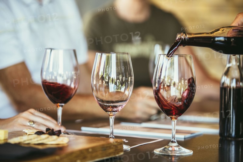 People drinking wine together in bar