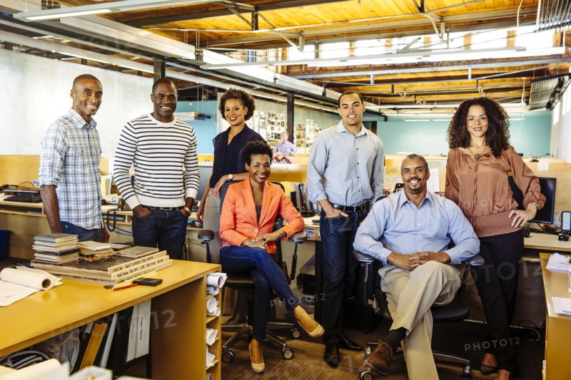Business people smiling in office