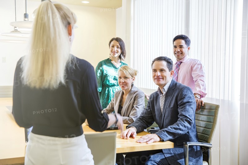 Business people talking in office meeting