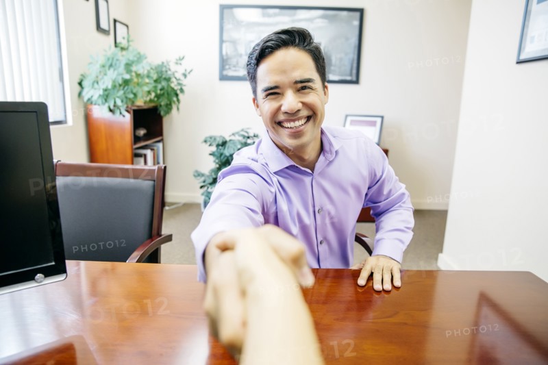 Business people shaking hands in office