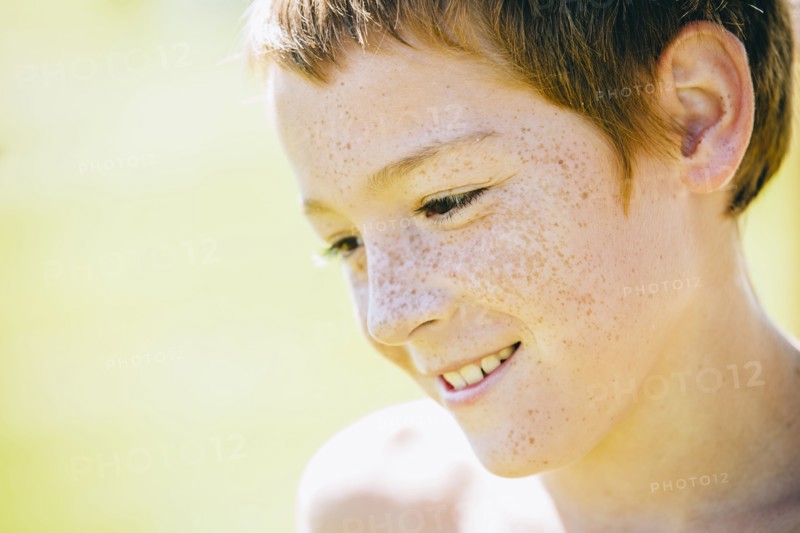 Close up of smiling Caucasian boy