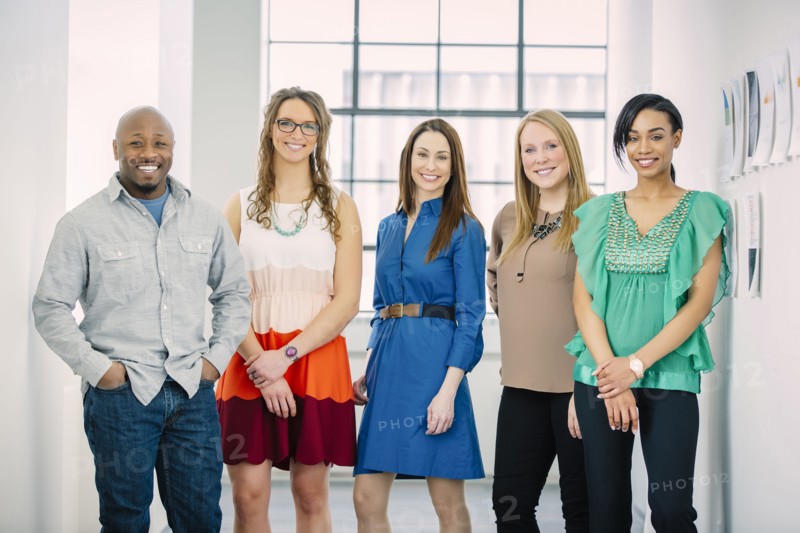 Business people smiling in office