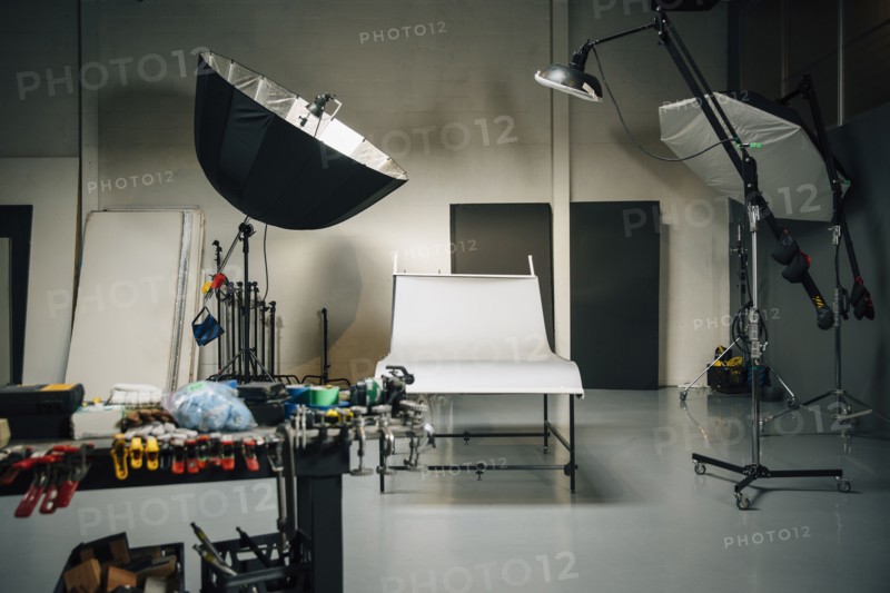Empty set in photography studio