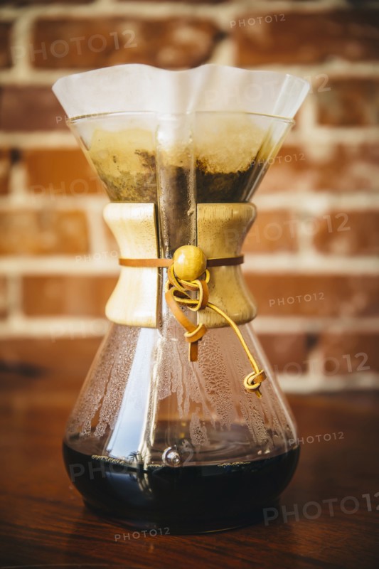 Close up of pour-over coffee maker