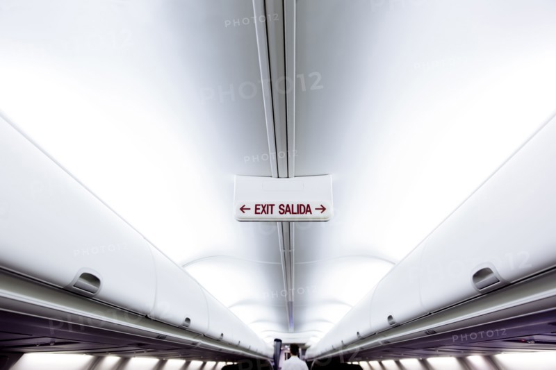 Exit sign in airplane
