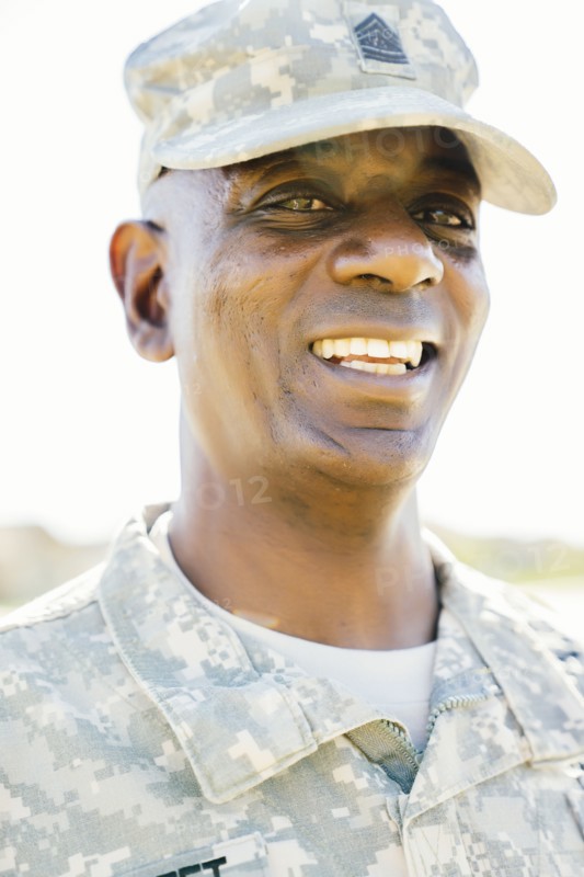 Black soldier smiling