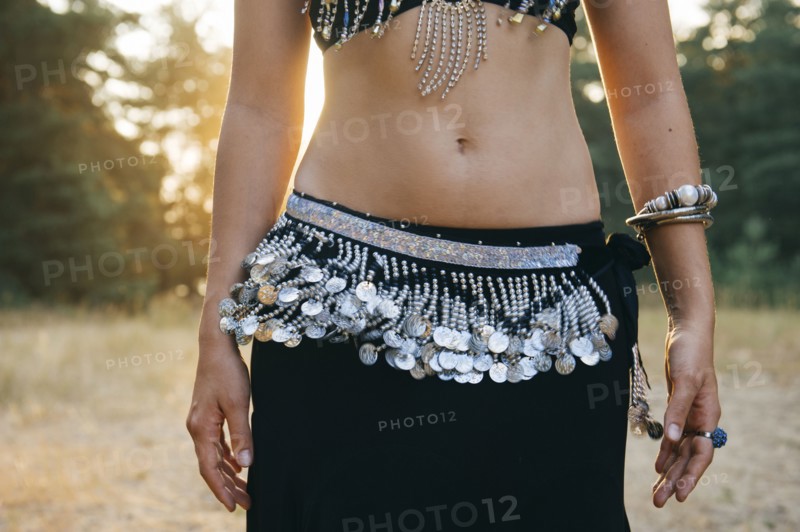 Ornate belt of Caucasian belly dancer