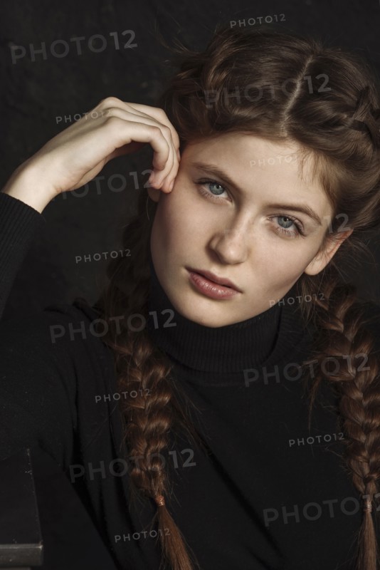 Portrait of pensive Caucasian woman