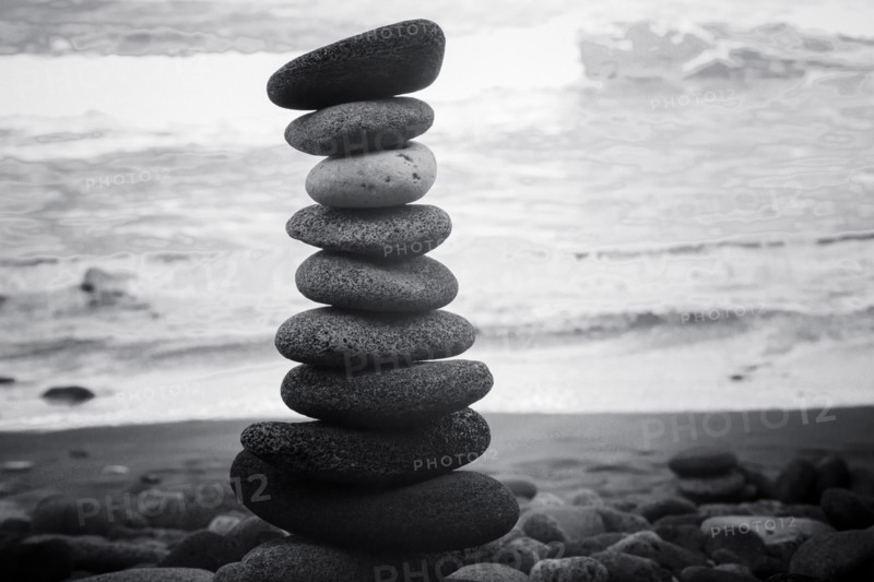 Stacked rocks on beach