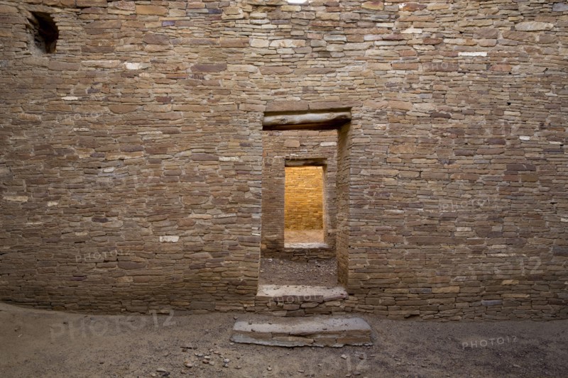 Pueblo Bonito doors and stone walls